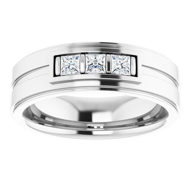 Square 1/4 CTW Natural Diamond Three-Stone Band