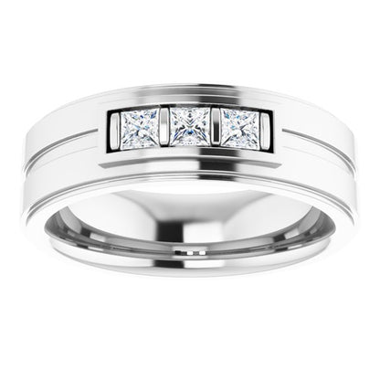 Square 1/4 CTW Natural Diamond Three-Stone Band