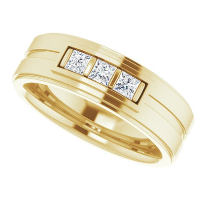 Square 1/4 CTW Natural Diamond Three-Stone Band