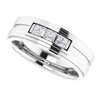 Square 1/4 CTW Natural Diamond Three-Stone Band