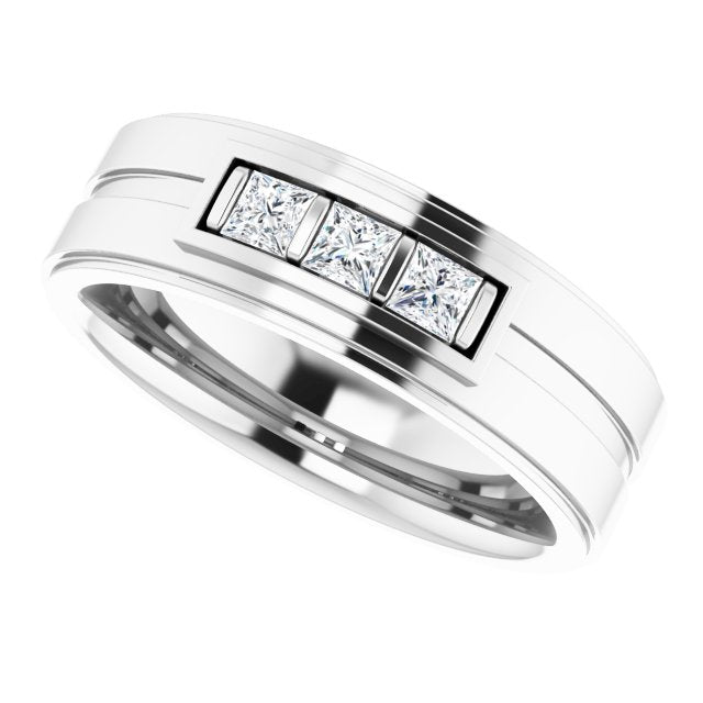 Square 3/8 CTW Natural Diamond Three-Stone Band