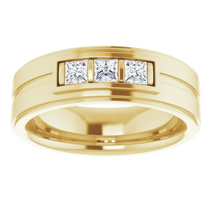 Square 1/4 CTW Natural Diamond Three-Stone Band