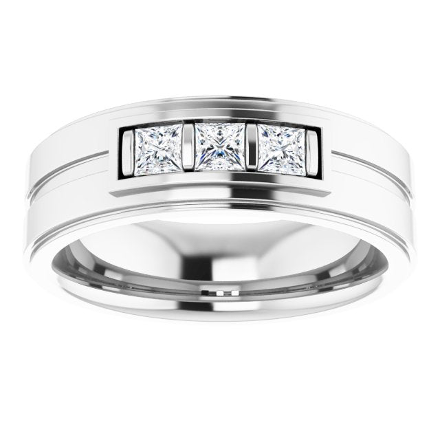Square 1/2 CTW Natural Diamond Three-Stone Band