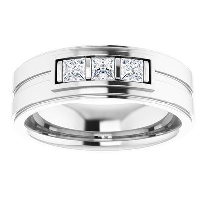 Square 1/2 CTW Natural Diamond Three-Stone Band