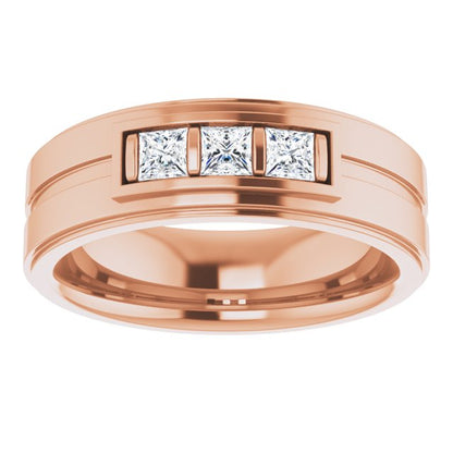 Square 1/2 CTW Natural Diamond Three-Stone Band