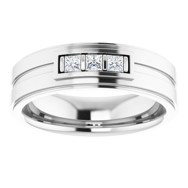Square 1/5 CTW Natural Diamond Three-Stone Band