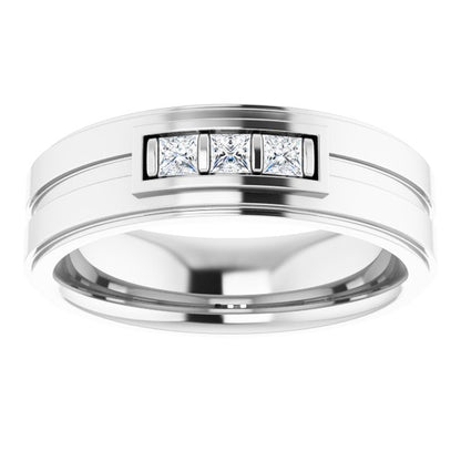 Square 1/5 CTW Natural Diamond Three-Stone Band