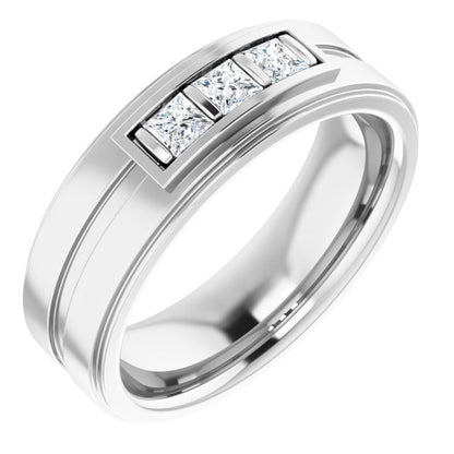 Square 1/4 CTW Natural Diamond Three-Stone Band