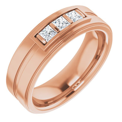 Square 1/4 CTW Natural Diamond Three-Stone Band