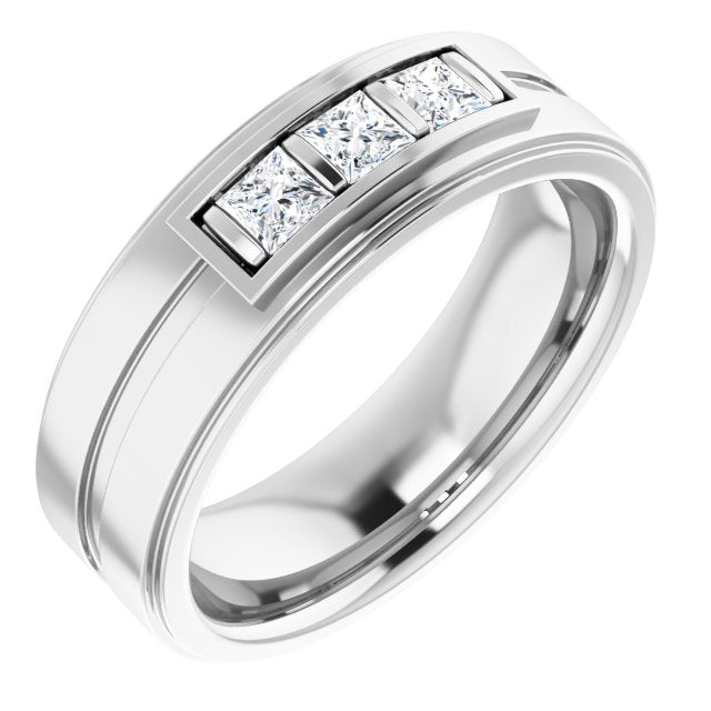 Square 1/2 CTW Natural Diamond Three-Stone Band