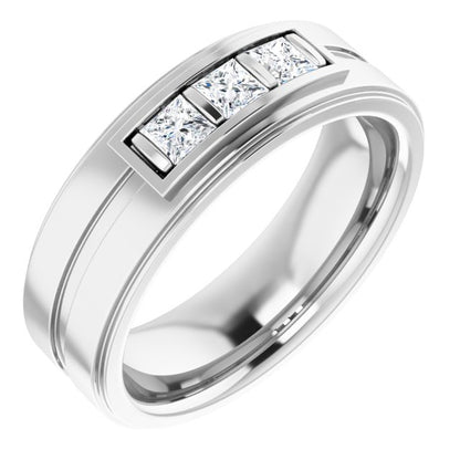 Square 1/2 CTW Natural Diamond Three-Stone Band