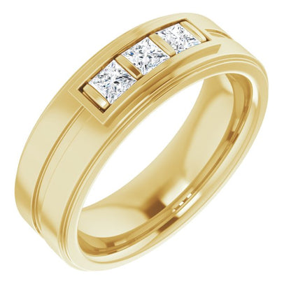Square 1/2 CTW Natural Diamond Three-Stone Band
