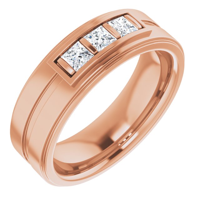 Square 1/2 CTW Natural Diamond Three-Stone Band