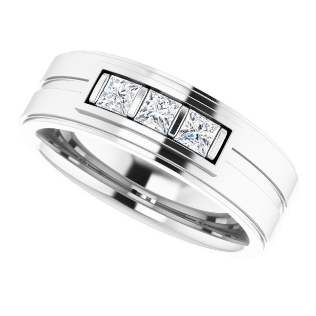 Square 1/2 CTW Natural Diamond Three-Stone Band