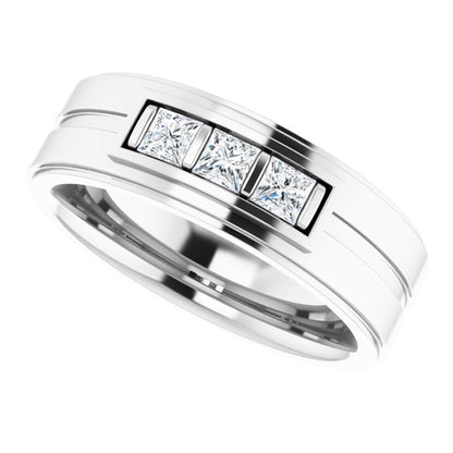 Square 1/2 CTW Natural Diamond Three-Stone Band