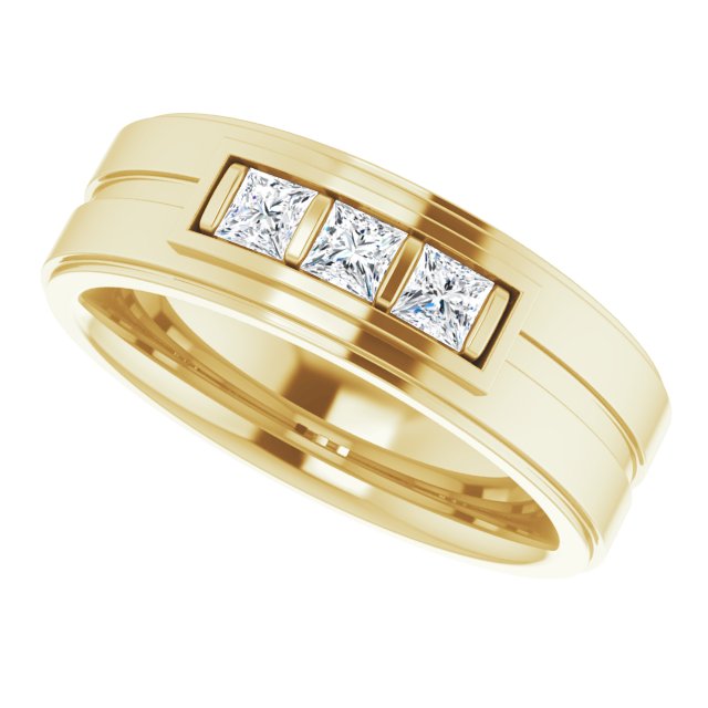 Square 1/2 CTW Natural Diamond Three-Stone Band