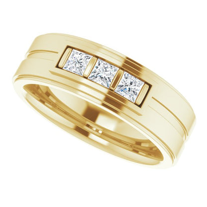 Square 1/2 CTW Natural Diamond Three-Stone Band