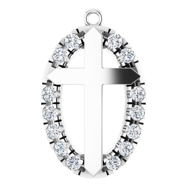 1/5 CTW Natural Diamond Halo-Style Cross Dangle