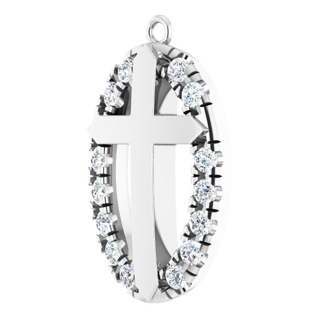 1/5 CTW Natural Diamond Halo-Style Cross Dangle