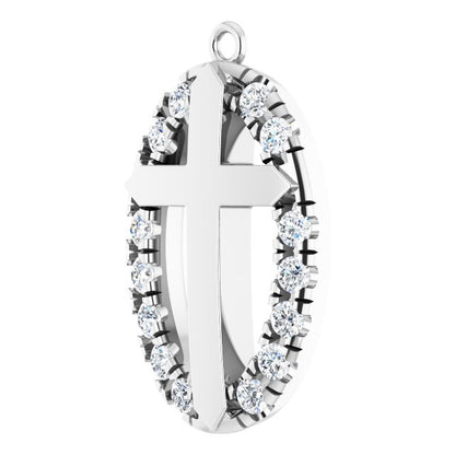 1/5 CTW Natural Diamond Halo-Style Cross Dangle