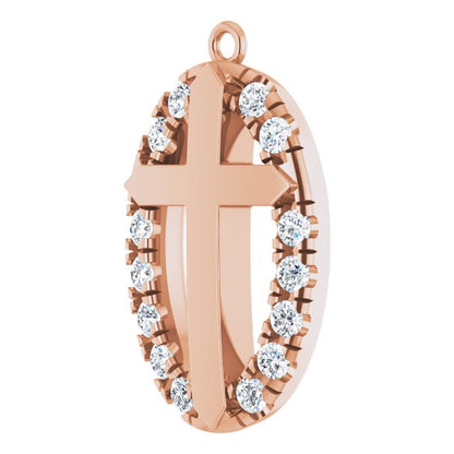 1/5 CTW Natural Diamond Halo-Style Cross Dangle