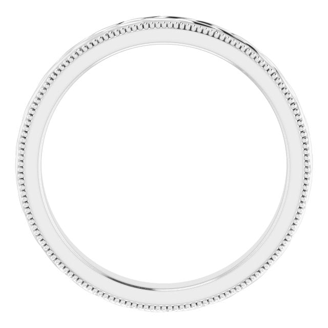 Milgrain Edge Wheat Pattern Flat Band, 3 mm, Style 2