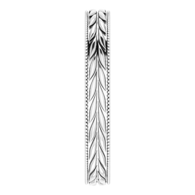 Milgrain Edge Wheat Pattern Flat Band, 3 mm, Style 2