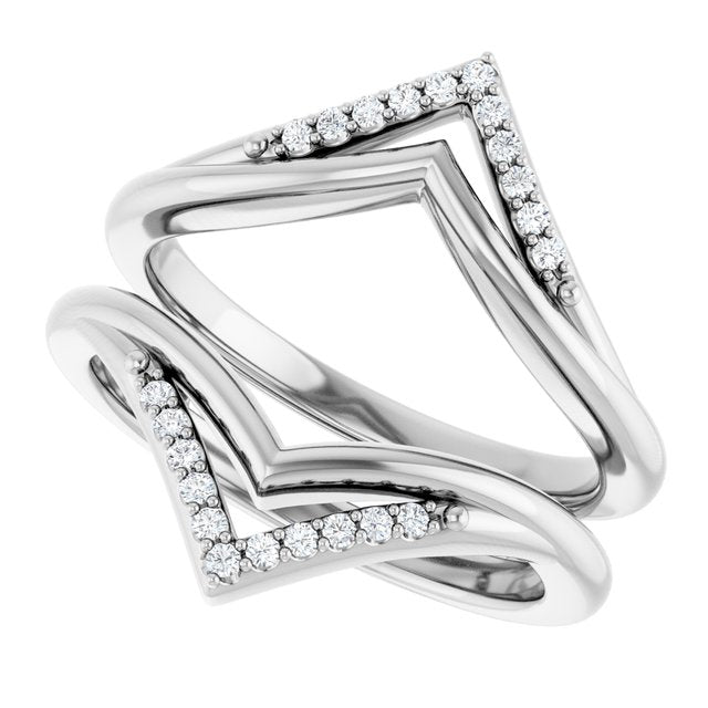 1/10 CTW Natural Diamond Double Row Ring Guard