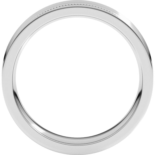 14K White Gold Milgrain Stepped-Edge Concave Band