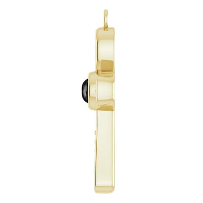 Natural Onyx & .05 CTW Natural Diamond Ankh Cross Dangle