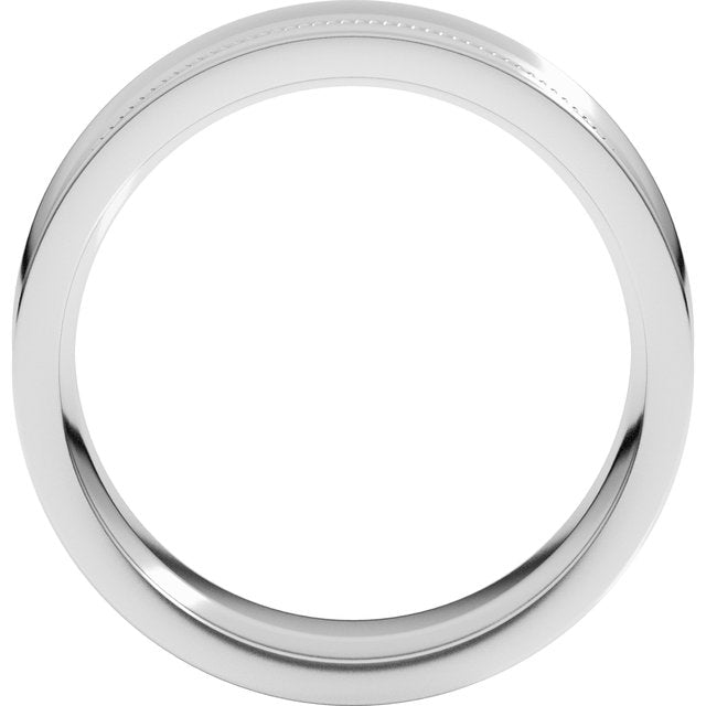14K White Gold Milgrain Stepped-Edge Concave Band