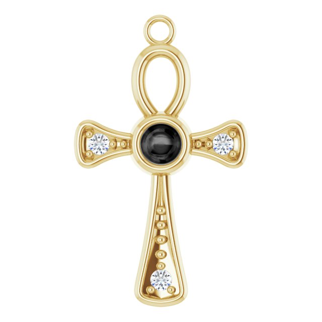 Natural Ethiopian Opal & .05 CTW Natural Diamond Ankh Cross Dangle