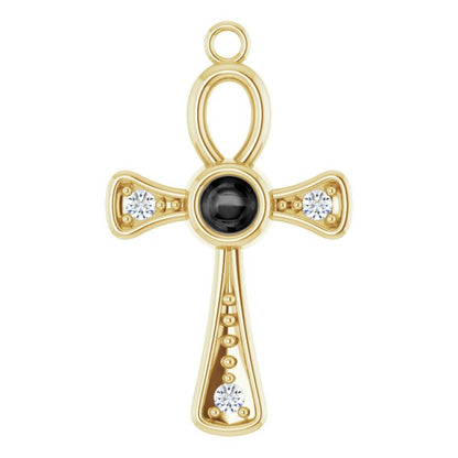 Natural Turquoise & .05 CTW Natural Diamond Ankh Cross Dangle