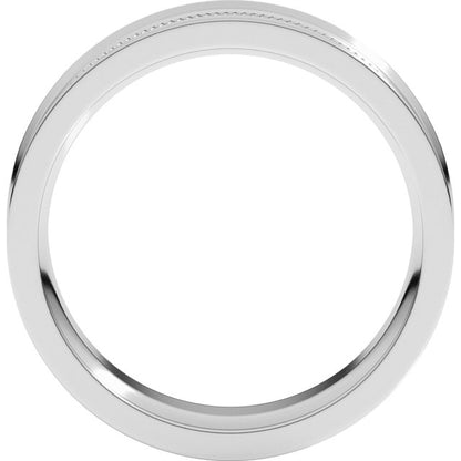 14K White Gold Milgrain Stepped-Edge Concave Band