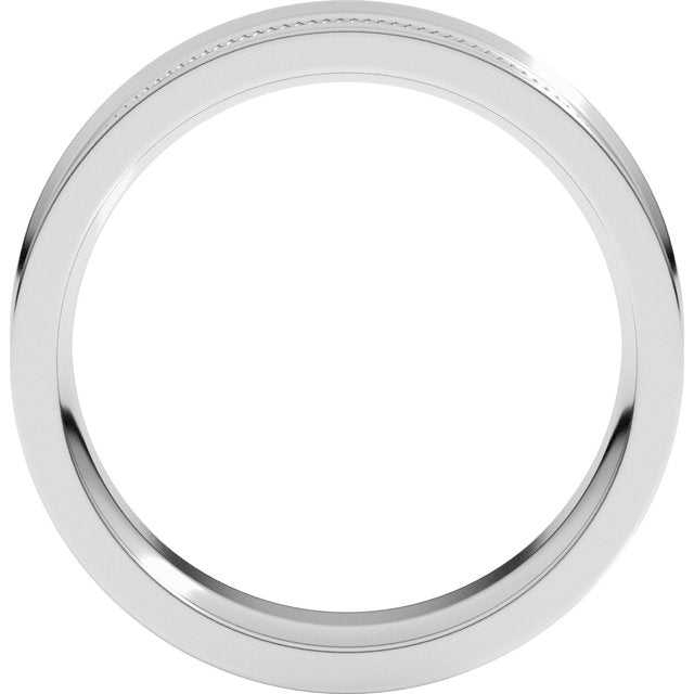 14K White Gold Milgrain Stepped-Edge Concave Band