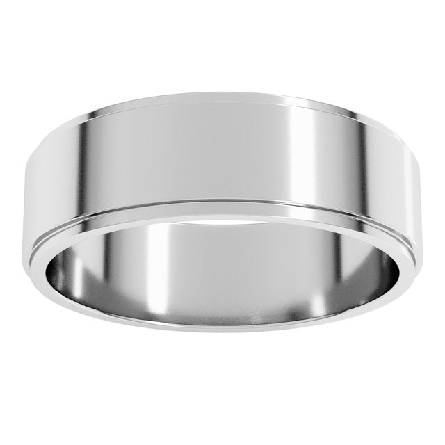 14K White Gold Stepped-Edge Flat Band