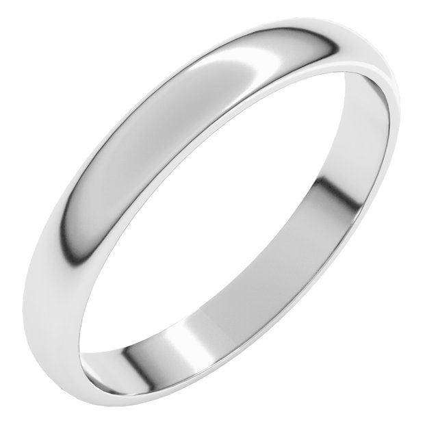 14K X1 White Gold Lightweight Half Round Band