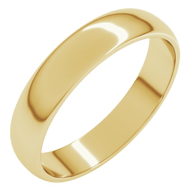 14K Yellow Gold Lightweight Half Round Band, 4.5 mm