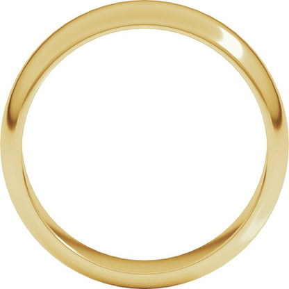 14K Yellow Gold Half Round Band, 6.5 mm
