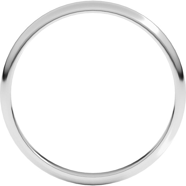 14K X1 White Gold Lightweight Half Round Band