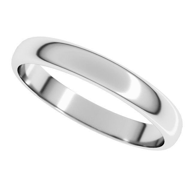 14K X1 White Gold Lightweight Half Round Band