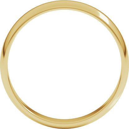 14K Yellow Gold Lightweight Half Round Band, 4.5 mm