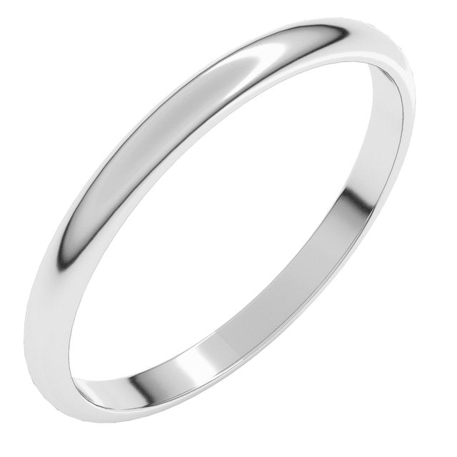 14K X1 White Gold Lightweight Half Round Band