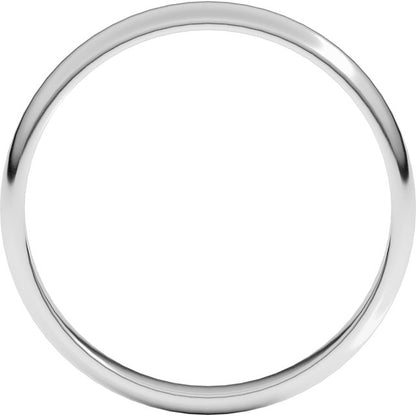 14K X1 White Gold Lightweight Half Round Band