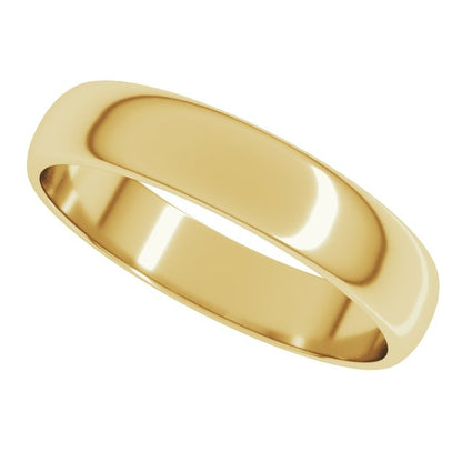 14K Yellow Gold Lightweight Half Round Band, 4.5 mm