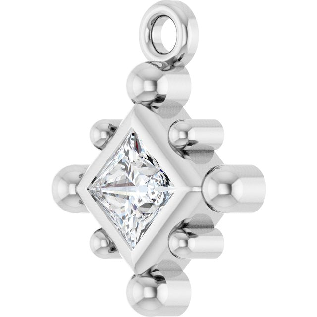 1/10 CT Natural Diamond Bezel-Set Beaded Dangle