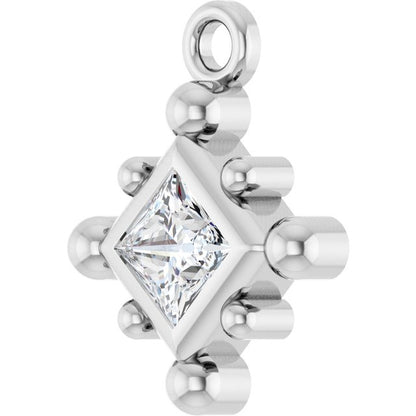1/10 CT Natural Diamond Bezel-Set Beaded Dangle