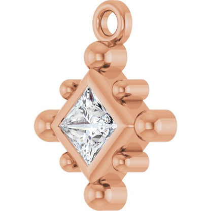 1/10 CT Lab-Grown Diamond Bezel-Set Beaded Dangle