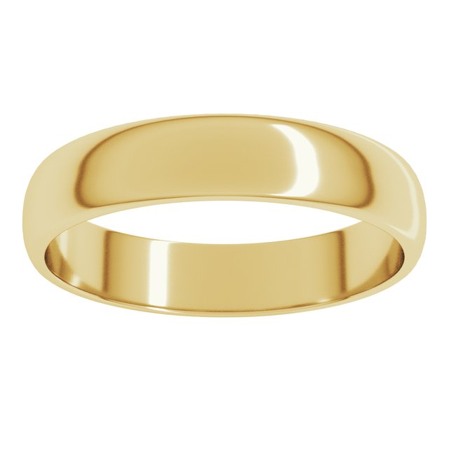 14K Yellow Gold Lightweight Half Round Band, 4.5 mm