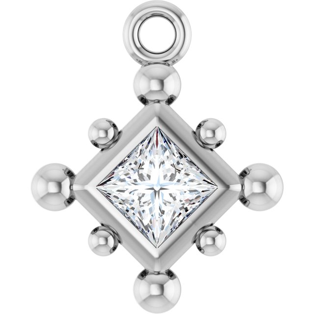 1/10 CT Natural Diamond Bezel-Set Beaded Dangle